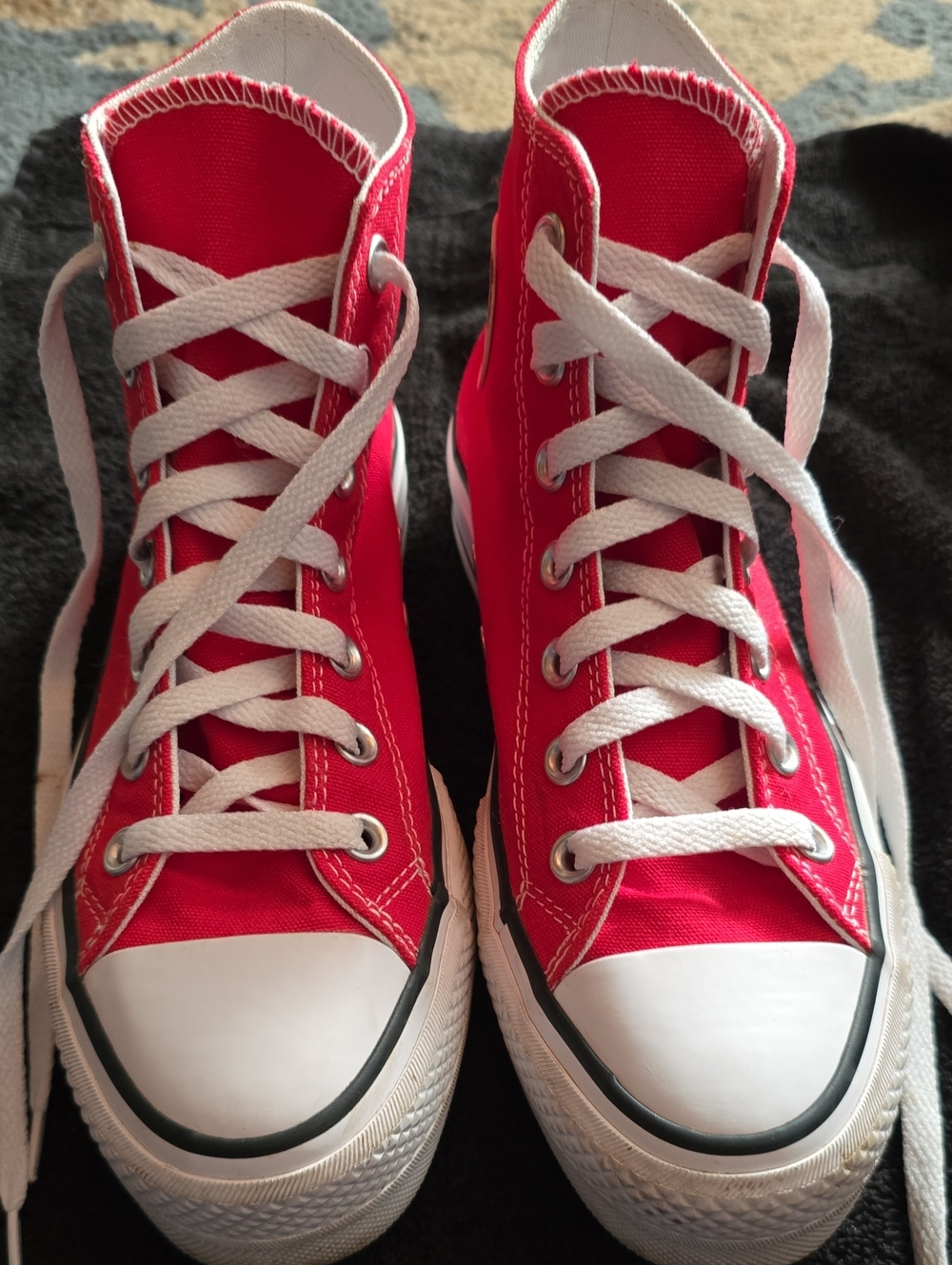 Converse Bright Red High Top Sneakers with White Laces